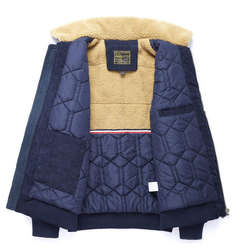 Men's corduroy jacket with straight hem