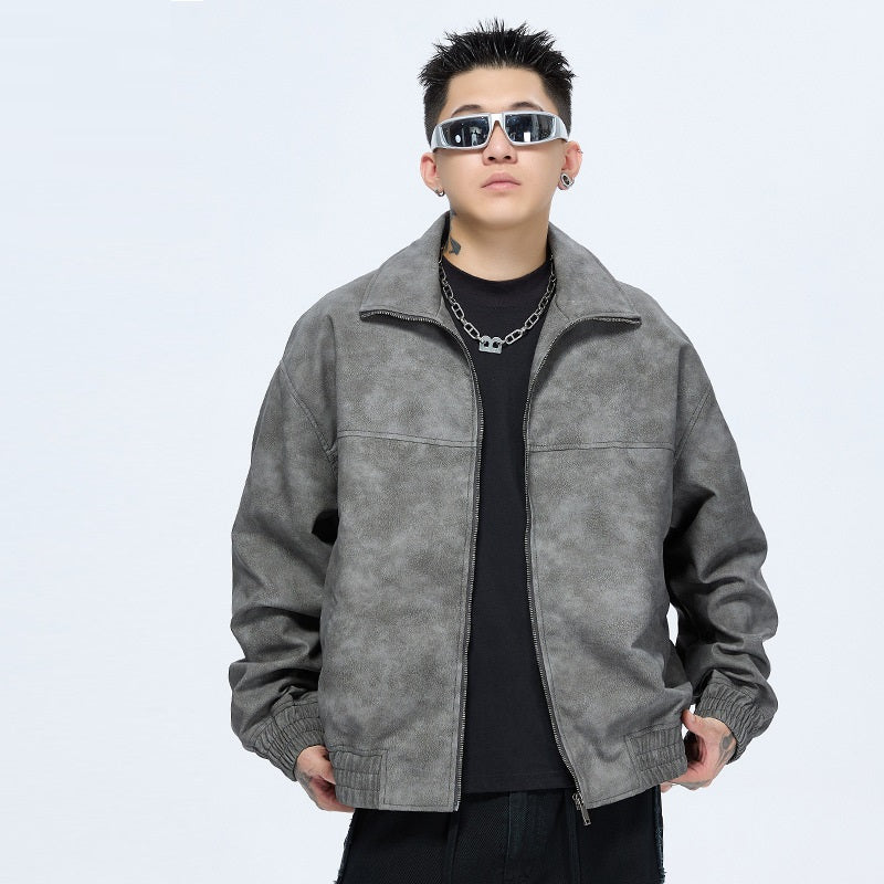 PU Leather Jacket product photo in retro style