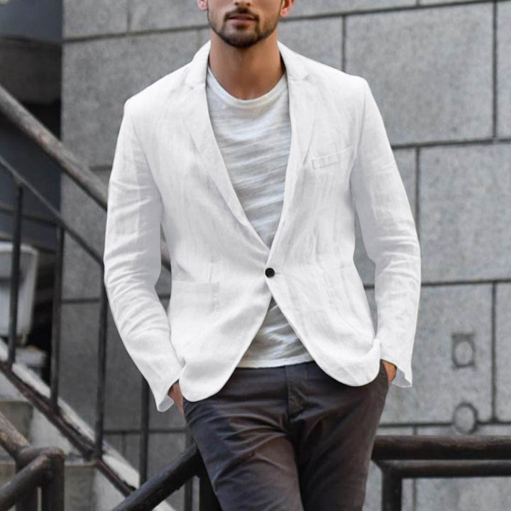 Cotton linen suit jacket, white color product image