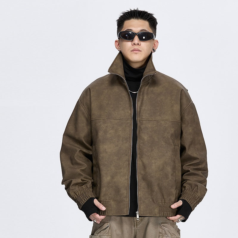 PU Leather Jacket product photo showing long sleeves