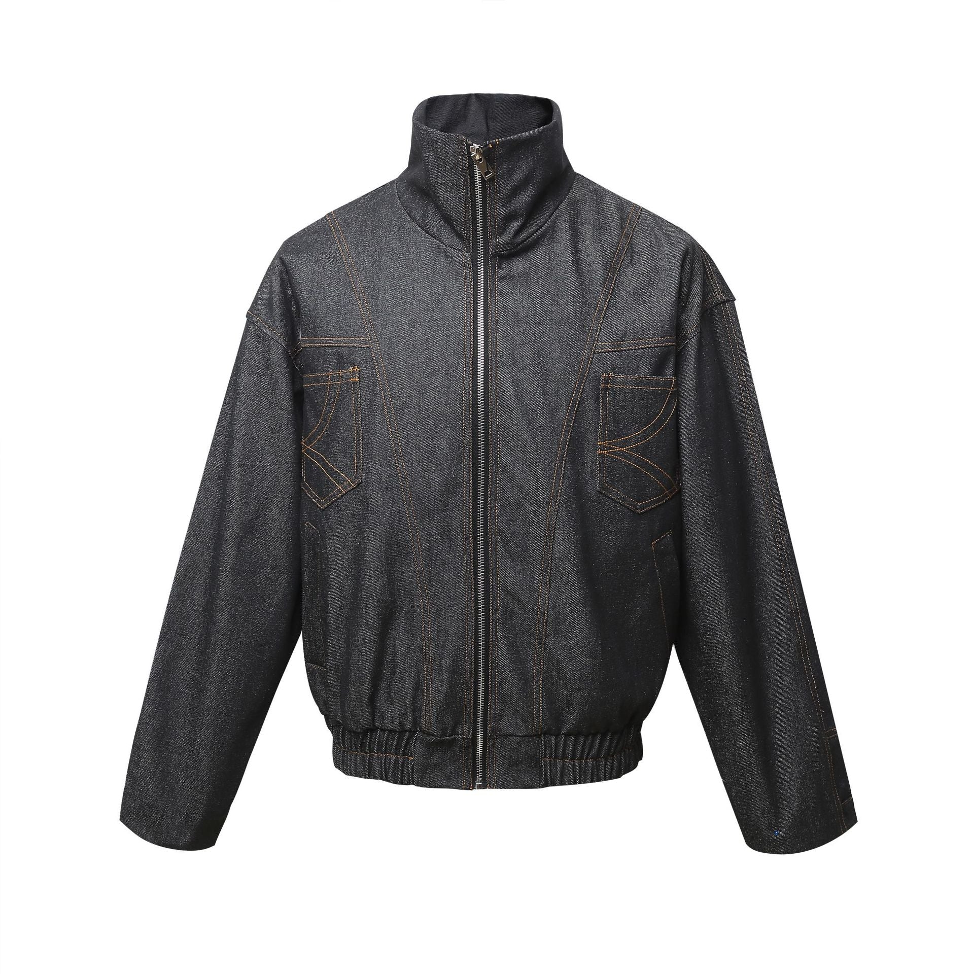 Cotton men's jacket in black or blue, front product view